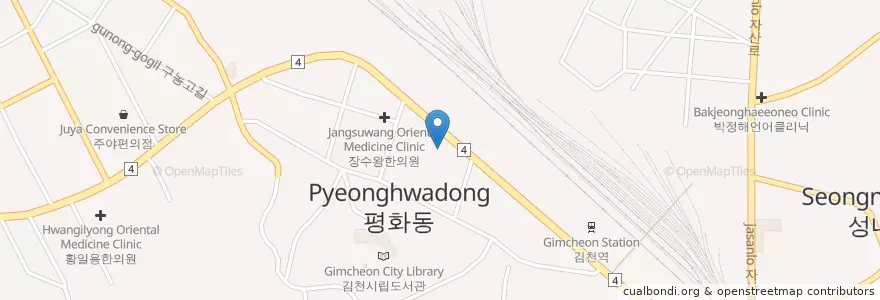 Mapa de ubicacion de 역전우체국 en 대한민국, 경상북도, 김천시.