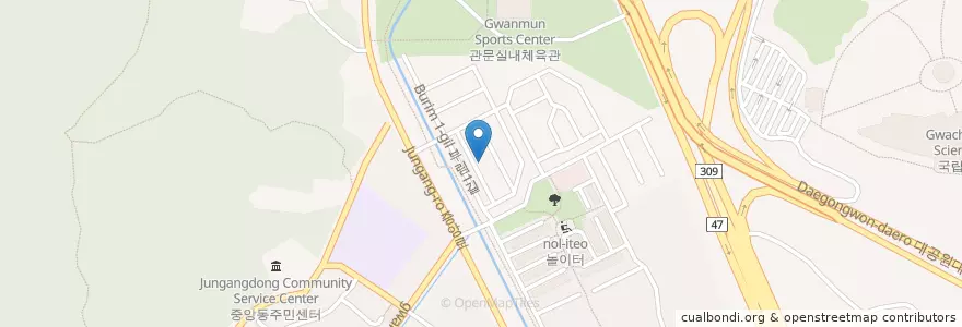Mapa de ubicacion de 과천부림우편취급국 en Südkorea, Gyeonggi-Do, 과천시.