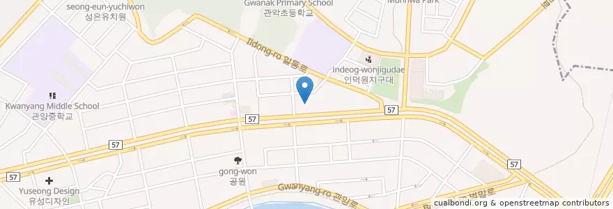 Mapa de ubicacion de 관양우체국 en 대한민국, 경기도, 안양시, 동안구, 관양동.