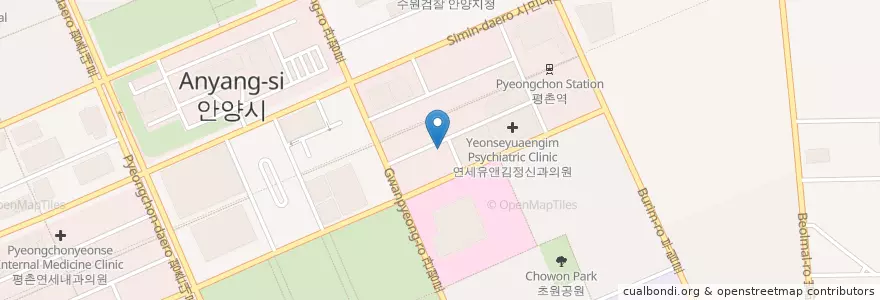 Mapa de ubicacion de 부림우체국 en Республика Корея, Кёнгидо, 안양시, 동안구.