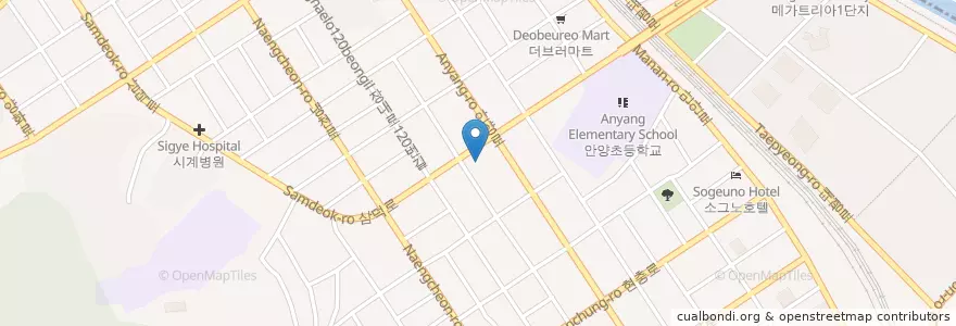 Mapa de ubicacion de 서안양우체국 en Coreia Do Sul, Gyeonggi, 안양시, 만안구.