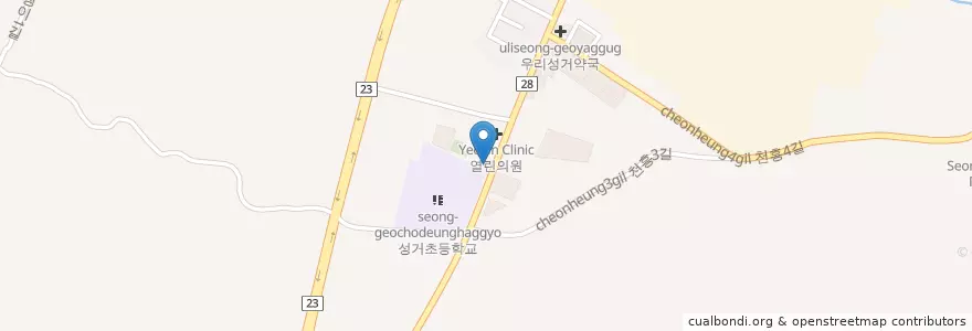 Mapa de ubicacion de 성거우체국 en 대한민국, 충청남도, 천안시, 서북구, 성거읍.