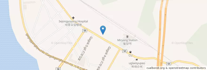 Mapa de ubicacion de 밀양우체국 en کره جنوبی, جئونسانگنام-دو, 밀양시.