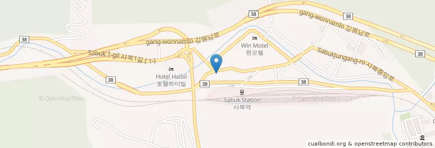 Mapa de ubicacion de 정선사북우체국 en کره جنوبی, گانکون-دو, 정선군.