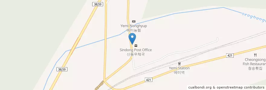 Mapa de ubicacion de 신동우체국 en 대한민국, 강원도, 정선군.