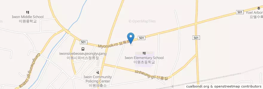 Mapa de ubicacion de 이원우체국 en Südkorea, Chungcheongbuk-Do, 옥천군.