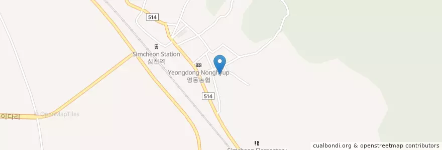 Mapa de ubicacion de 심천우체국 en Korea Selatan, 충청북도, 영동군.