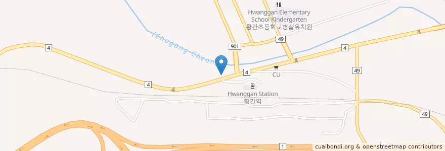 Mapa de ubicacion de 황간우체국 en 大韓民国, 忠清北道, 永同郡.