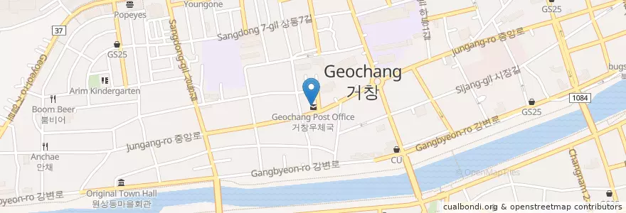 Mapa de ubicacion de 거창우체국 en Korea Selatan, Gyeongsang Selatan, 거창군.