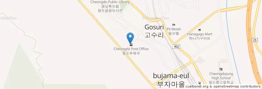 Mapa de ubicacion de 청도우체국 en Corea Del Sur, Gyeongsang Del Norte, 청도군, 청도읍.