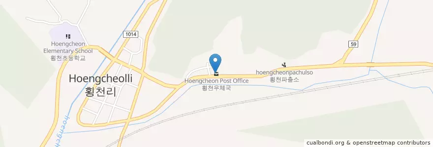 Mapa de ubicacion de 횡천우체국 en 대한민국, 경상남도, 하동군.