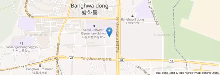 Mapa de ubicacion de 우람유치원 en Südkorea, Seoul, 강서구, 방화2동, 방화1동.