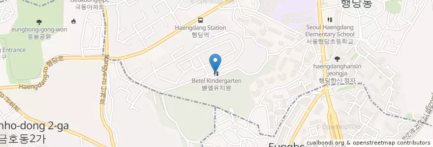 Mapa de ubicacion de 벧엘유치원 en Coreia Do Sul, Seul, 성동구, 행당2동.