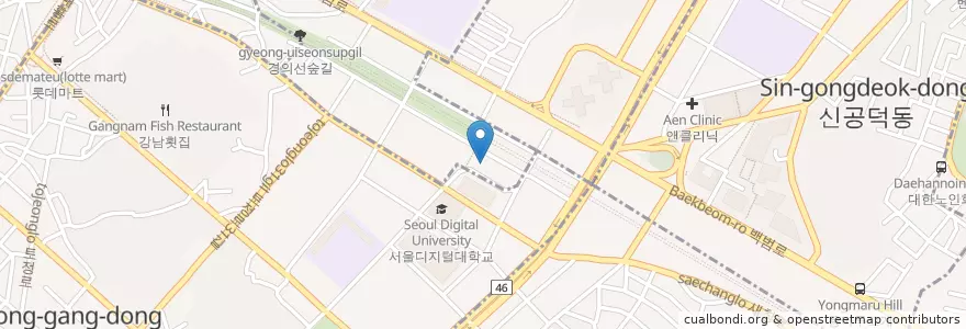 Mapa de ubicacion de 마포유치원 en Südkorea, Seoul, 마포구, 용강동.
