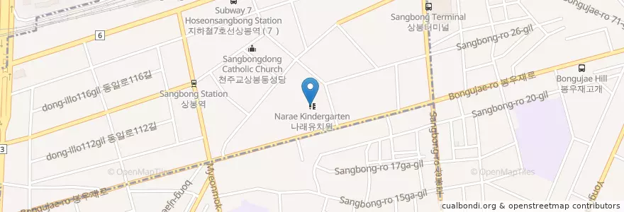 Mapa de ubicacion de 나래유치원 en Республика Корея, Сеул, 중랑구.