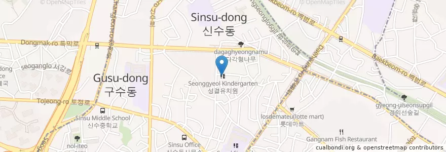 Mapa de ubicacion de 성결유치원 en Coreia Do Sul, Seul, 마포구.