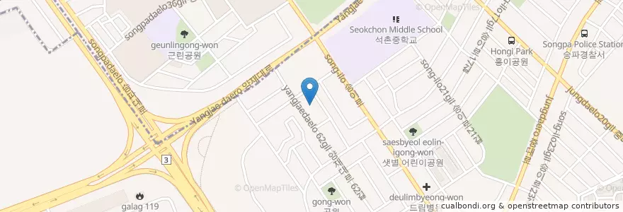 Mapa de ubicacion de 샛별유치원 en Coreia Do Sul, Seul, 송파구, 가락본동.
