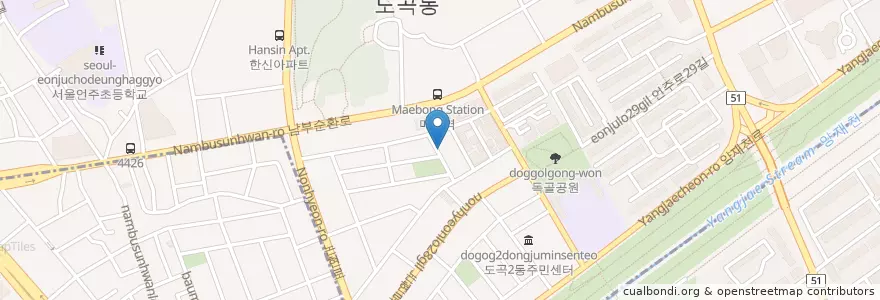 Mapa de ubicacion de 그림유치원 en Coreia Do Sul, Seul, 강남구, 도곡동.