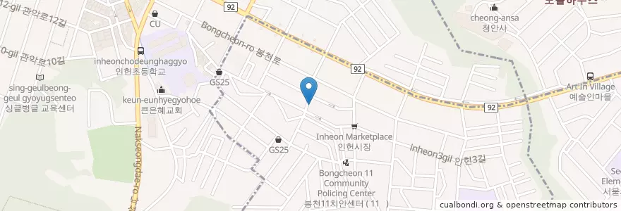 Mapa de ubicacion de 은아유치원 en Coreia Do Sul, Seul, 관악구, 인헌동.