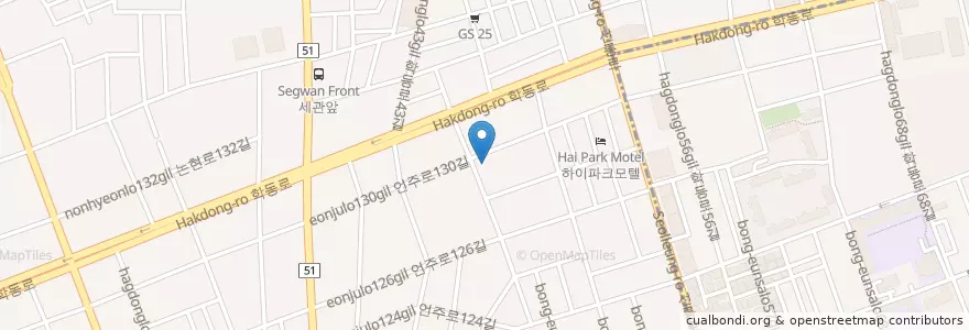 Mapa de ubicacion de 강남유치원 en 대한민국, 서울, 강남구, 논현동, 논현2동.
