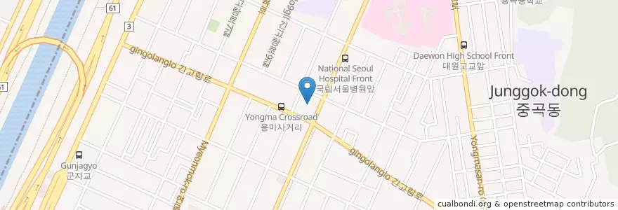Mapa de ubicacion de 한샘창의성유치원 en كوريا الجنوبية, سول, 광진구, 중곡1동.