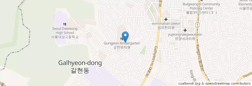 Mapa de ubicacion de 궁전유치원 en كوريا الجنوبية, سول, 은평구, 갈현1동.