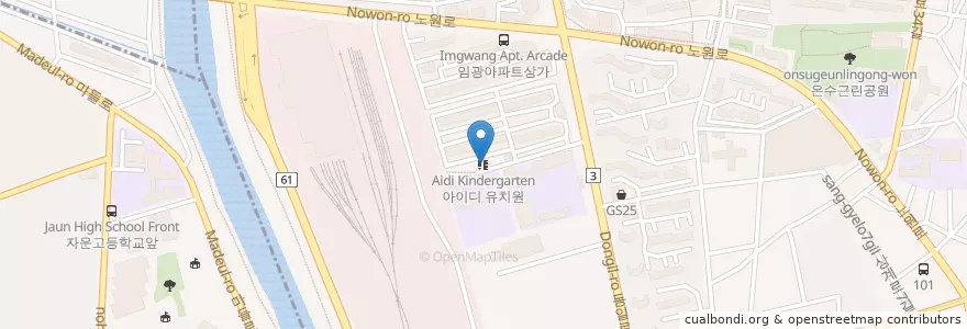 Mapa de ubicacion de 아이디 유치원 en 韩国/南韓, 首尔, 蘆原區, 상계10동.
