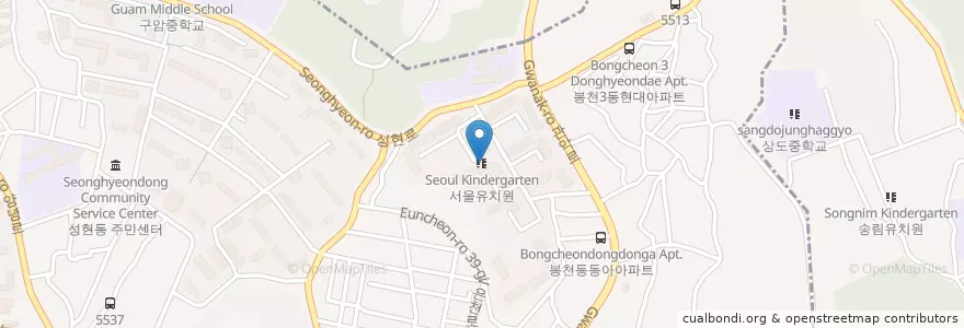 Mapa de ubicacion de 서울유치원 en 대한민국, 서울, 관악구, 성현동.