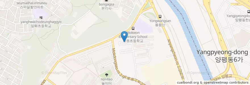 Mapa de ubicacion de 월촌초등학교병설유치원 en Güney Kore, Seul, 목5동, 양평동.
