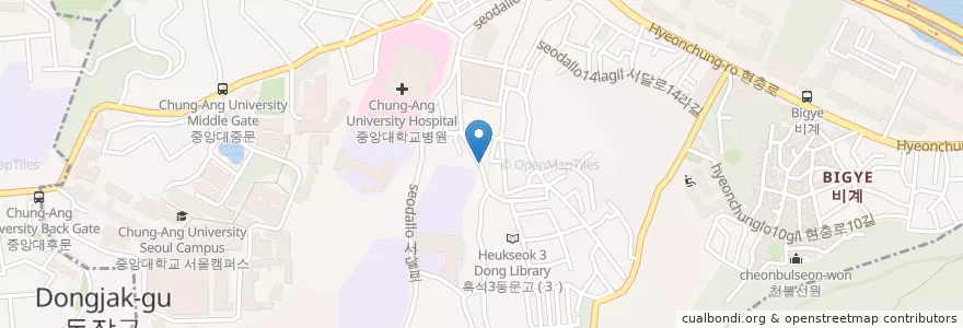 Mapa de ubicacion de 은로초등학교병설유치원 en كوريا الجنوبية, سول, 동작구, 흑석동.