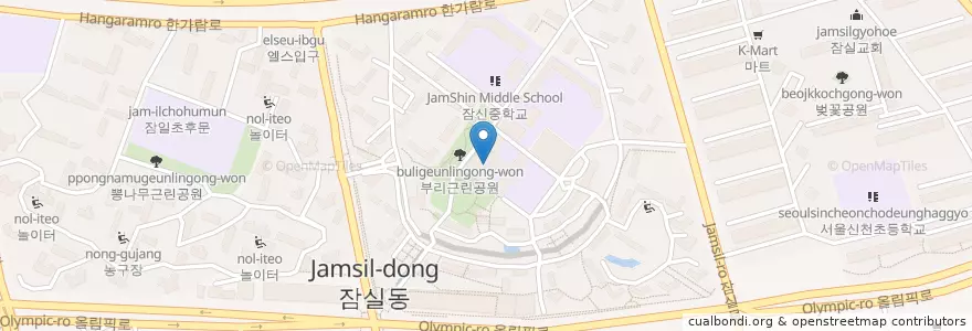 Mapa de ubicacion de 잠신초등학교병설유치원 en Korea Selatan, 서울, 송파구, 잠실2동.
