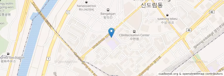Mapa de ubicacion de 신미림초등학교병설유치원 en 대한민국, 서울, 구로구, 신도림동.