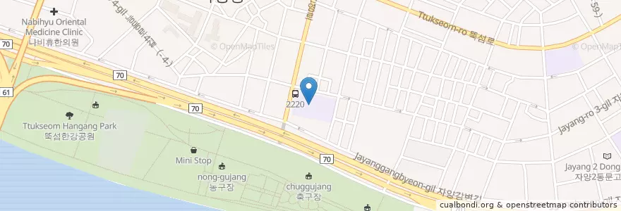 Mapa de ubicacion de 서울신자초등학교병설유치원 en Südkorea, Seoul, 광진구.