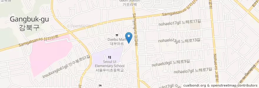 Mapa de ubicacion de Seoul Suyu Elementary School Kindergarten en South Korea, Seoul, Gangbuk-Gu, Insu-Dong.