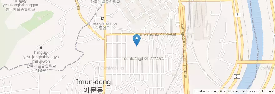 Mapa de ubicacion de 서울이문초등학교병설유치원 en Corée Du Sud, Séoul, 동대문구, 이문1동.