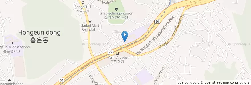 Mapa de ubicacion de 서울홍제초등학교병설유치원 en Zuid-Korea, Seoel, 서대문구, 홍은동, 홍제3동.