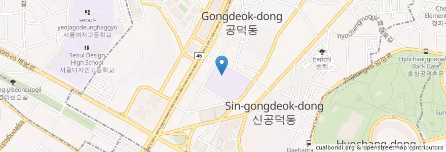 Mapa de ubicacion de 서울공덕초등학교병설유치원 en 韩国/南韓, 首尔, 麻浦區, 공덕동.