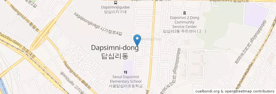 Mapa de ubicacion de 서울답십리초등학교병설유치원 en کره جنوبی, سئول, 동대문구, 답십리1동.