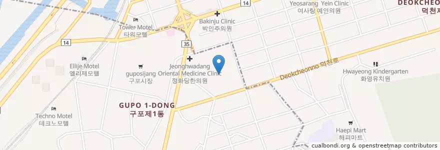Mapa de ubicacion de 덕천초등학교병설유치원 en Республика Корея, Пусан, 북구, 덕천동.