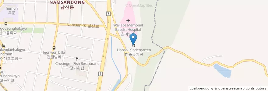 Mapa de ubicacion de 한솔유치원 en Республика Корея, Пусан, 금정구, 남산동.