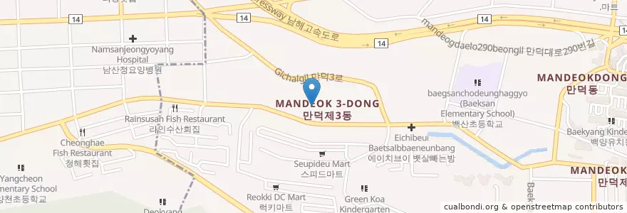 Mapa de ubicacion de 백산유치원 en Zuid-Korea, Busan, 북구, 만덕동.