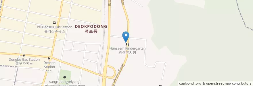 Mapa de ubicacion de 한샘유치원 en كوريا الجنوبية, بسان, 사상구, 덕포동.