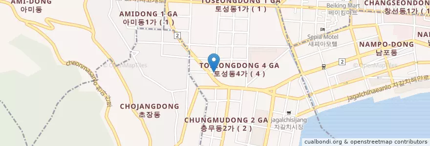 Mapa de ubicacion de 묘심유치원 en 대한민국, 부산, 서구, 충무동.