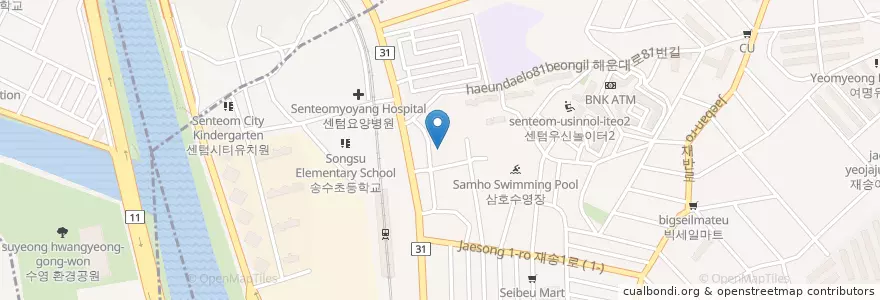 Mapa de ubicacion de 리라유치원 en 대한민국, 부산, 해운대구.