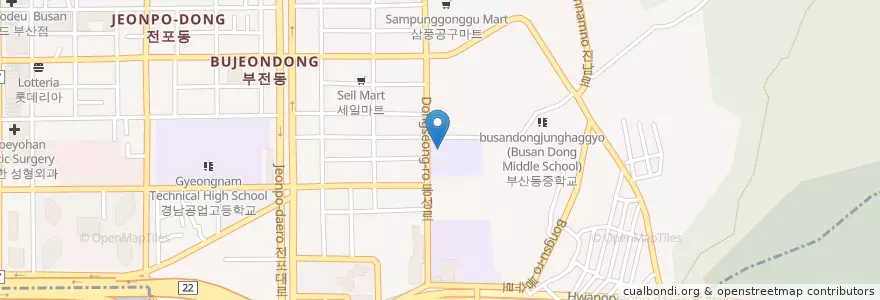 Mapa de ubicacion de Dongseong Kindergarten en South Korea, Busan, Busanjin-Gu, Jeonpo-Dong.