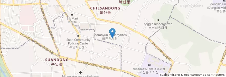 Mapa de ubicacion de Dongnae Kindergarten en South Korea, Busan, Dongnae-Gu, Boksan-Dong.
