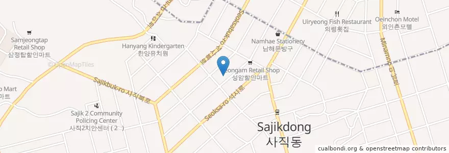 Mapa de ubicacion de 사직유치원 en Korea Selatan, 부산, 동래구, 사직동.