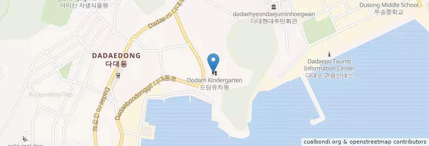 Mapa de ubicacion de 도담유치원 en Korea Selatan, 부산, 사하구, 다대동.