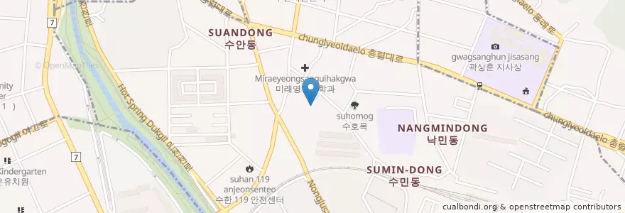 Mapa de ubicacion de 수안유치원 en Südkorea, Busan, Dongnae-Gu, Sumin-Dong.