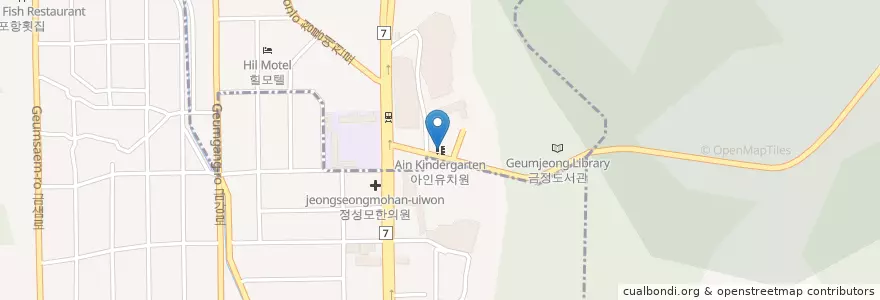 Mapa de ubicacion de 아인유치원 en Zuid-Korea, Busan, 금정구.